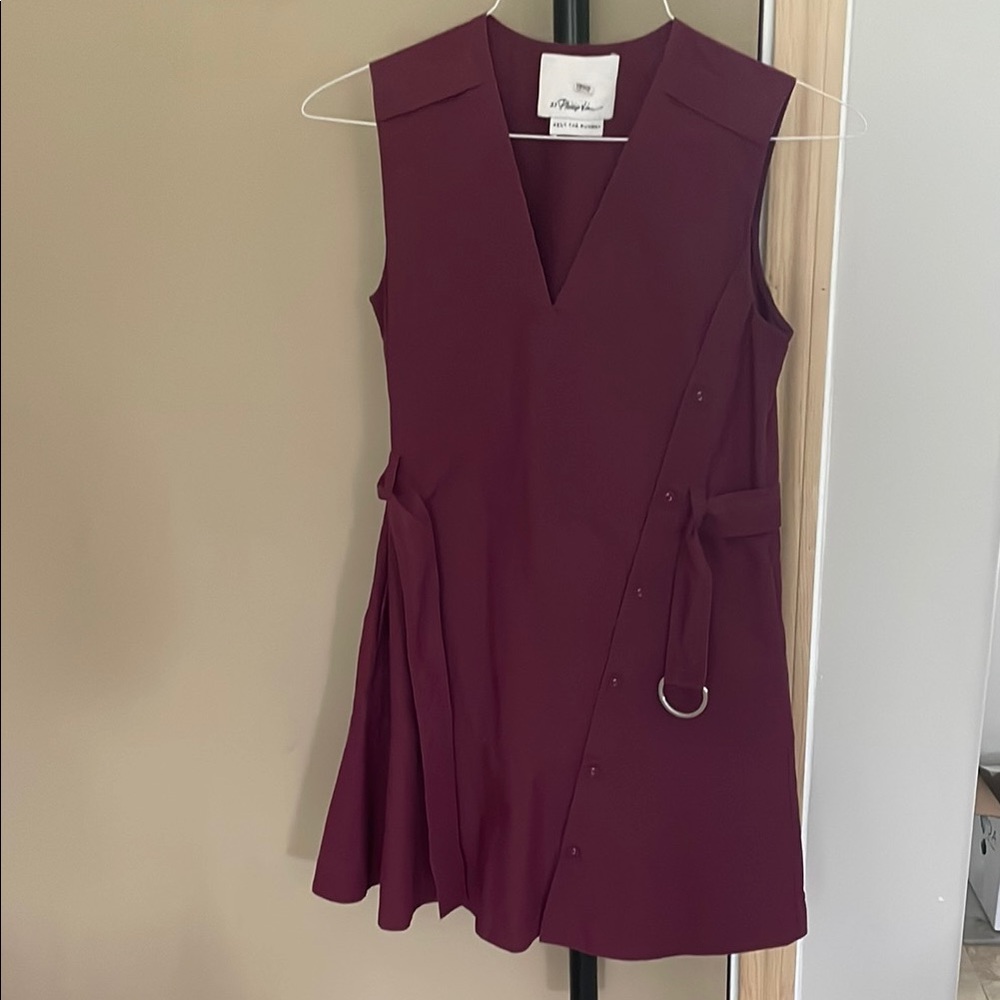 3.1 Phillip Lim Sleeveless Wrap Mini Dress in Burgundy
